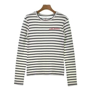 プチバトー(PETIT BATEAU)のPETIT BATEAU Tシャツ・カットソー XS 白x黒(ボーダー) 【古着】【中古】(カットソー(半袖/袖なし))