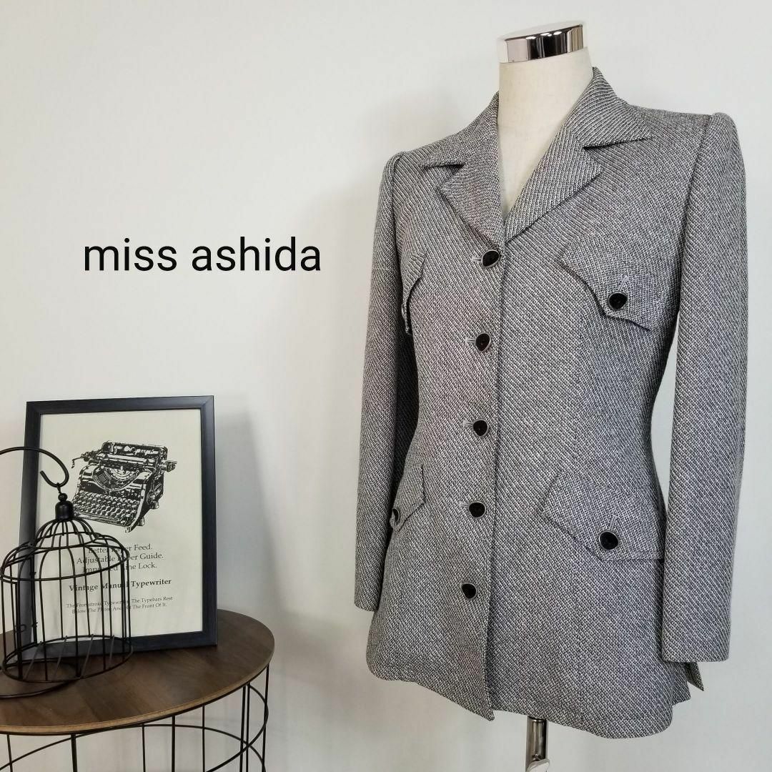 miss ashidaツイードテーラードジャケット7白黒系