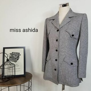 ジュンアシダ(jun ashida)のmiss ashidaツイードテーラードジャケット7白黒系(テーラードジャケット)