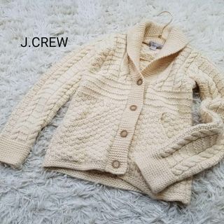 ジェイクルー(J.Crew)のJ.CREWウールショールカラー模様編みローゲージニットカーディガンSきなり色(カーディガン)