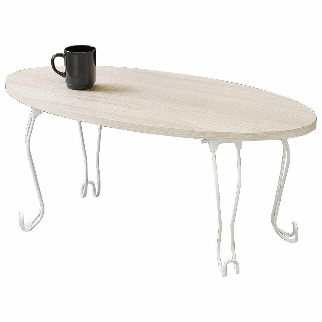 【色: ホワイト】萩原 ローテーブル センターテーブル テーブル 机 木目調天板のサムネイル