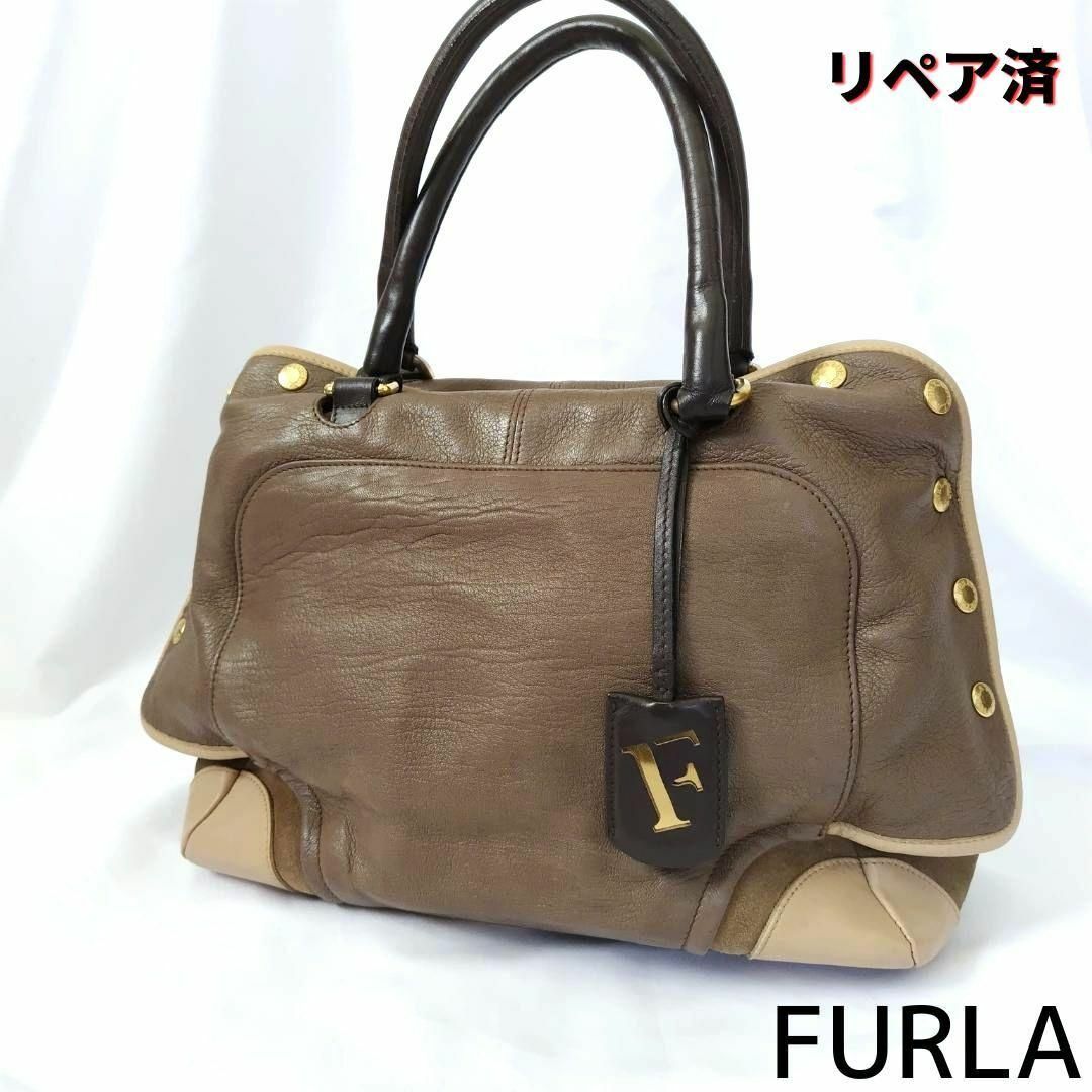 Furla(フルラ)の良品❤FURLA【フルラ】コンビ グラデーション ハンドバッグ 茶 レディースのバッグ(ハンドバッグ)の商品写真