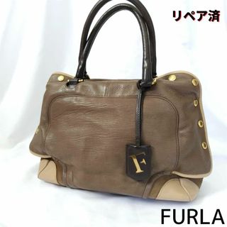 フルラ(Furla)の良品❤FURLA【フルラ】コンビ グラデーション ハンドバッグ 茶(ハンドバッグ)