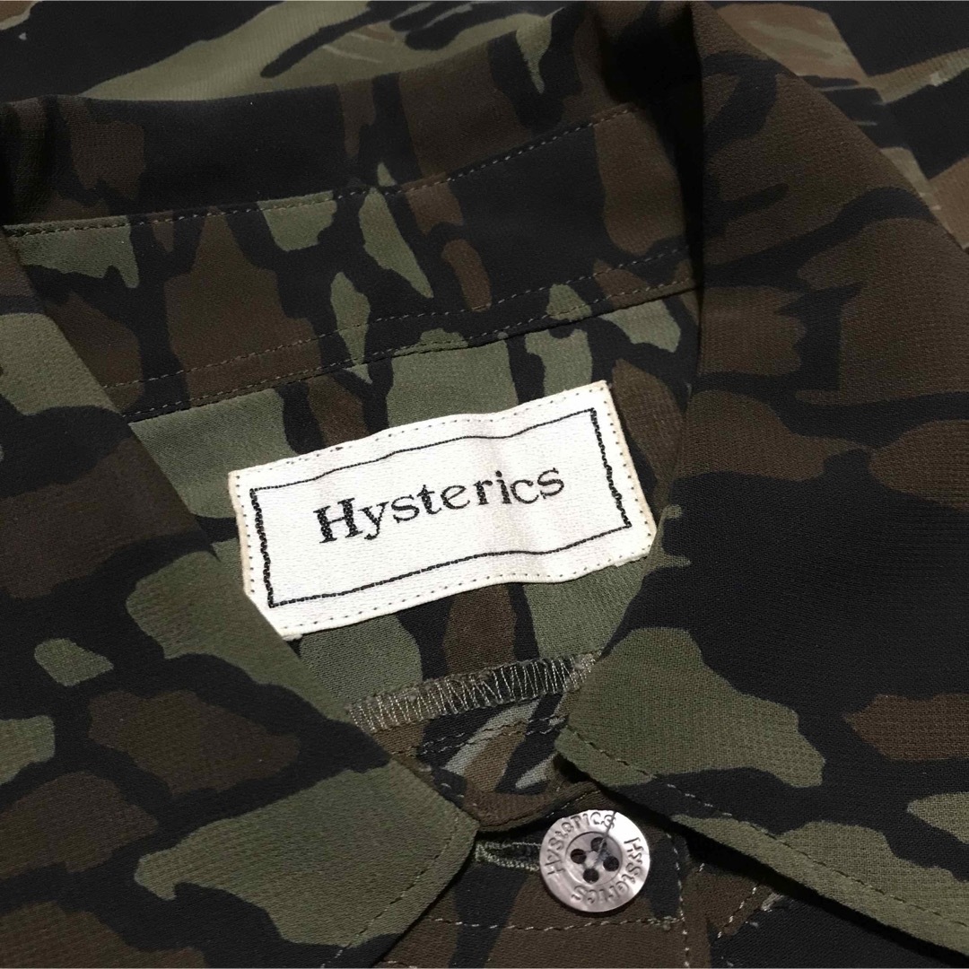 HYSTERIC GLAMOUR(ヒステリックグラマー)のヒステリックグラマー【美品】迷彩 切り替え 総柄 長袖 シフォン ブラウス レディースのトップス(シャツ/ブラウス(長袖/七分))の商品写真