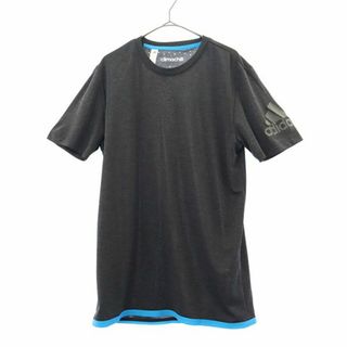 アディダス(adidas)のアディダス プリント トレーニングシャツ L グレー adidas 半袖 Tシャツ スポーツ ウォームアップ ロゴ メンズ 【中古】  【230910】 メール便可(その他)