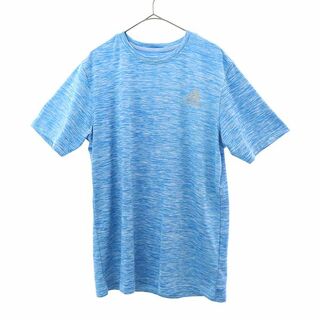 アディダス(adidas)のアディダス 総柄 トレーニングシャツ M ブルー adidas 半袖 Tシャツ スポーツ ウォームアップ ロゴプリント メンズ 【中古】  【230910】 メール便可(その他)