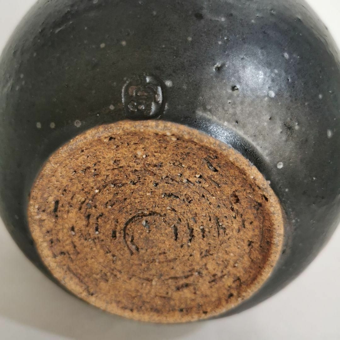 黒釉 花瓶 ヴィンテージ 土感の強い 美品 5