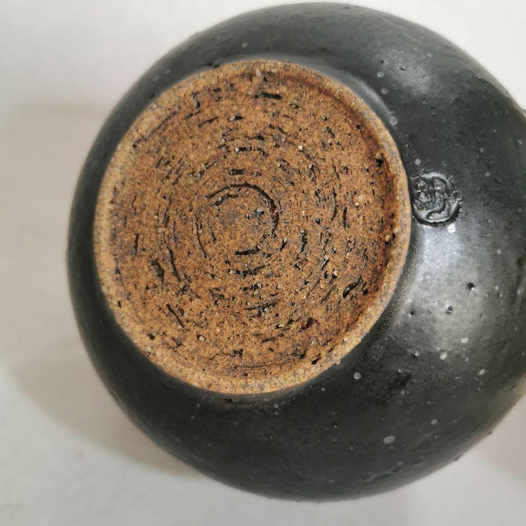 黒釉 花瓶 ヴィンテージ 土感の強い 美品 6