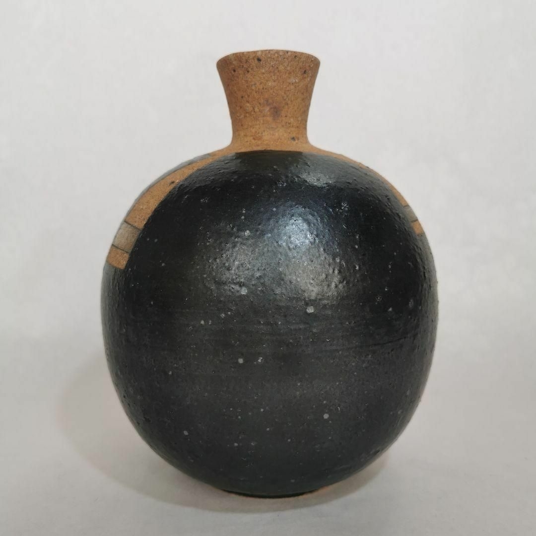 黒釉 花瓶 ヴィンテージ 土感の強い 美品 7