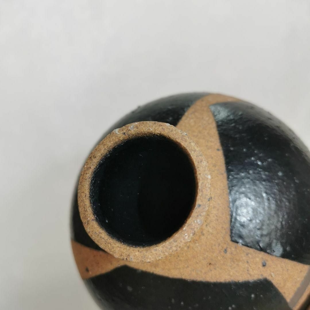 黒釉 花瓶 ヴィンテージ 土感の強い 美品 8