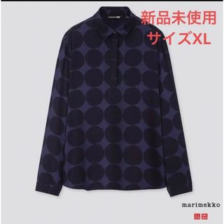 マリメッコ(marimekko)のユニクロ　マリメッコ　レーヨン　キヴェット　ブルードット　長袖シャツ　新品　完売(シャツ/ブラウス(長袖/七分))