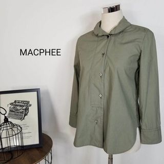 マカフィー(MACPHEE)のMACPHEE異形デザインラウンドカラーコットンシャツ緑系トゥモローランド(シャツ/ブラウス(長袖/七分))