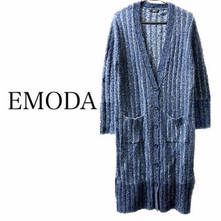 EMODA【美品】ストライプ ロング丈 長袖 ニット カーディガン