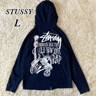 stussy ステューシー フルジップパーカー 自由の女神 バックプリント M ...