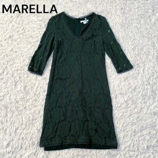 MARELLA マレーラ　花柄　レース　ワンピース　グリーン　緑　イタリア製(ひざ丈ワンピース)