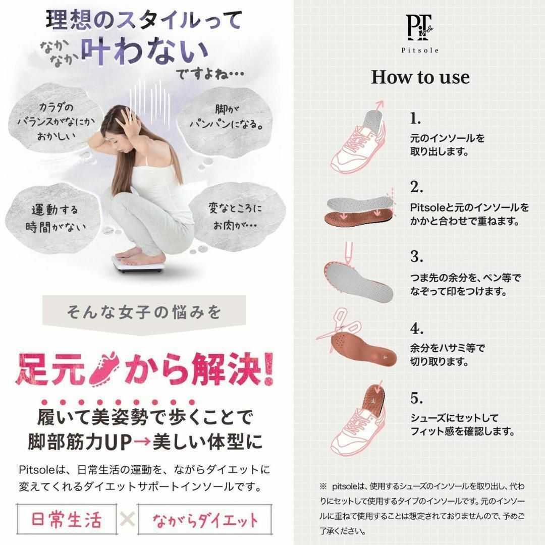 Pitsole ダイエットサポートインソール サイズ：S 未開封正規品 2箱