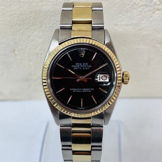 ロレックス(ROLEX)のROKEX 1601 デイトジャスト コンビ 黒文字盤(腕時計(アナログ))