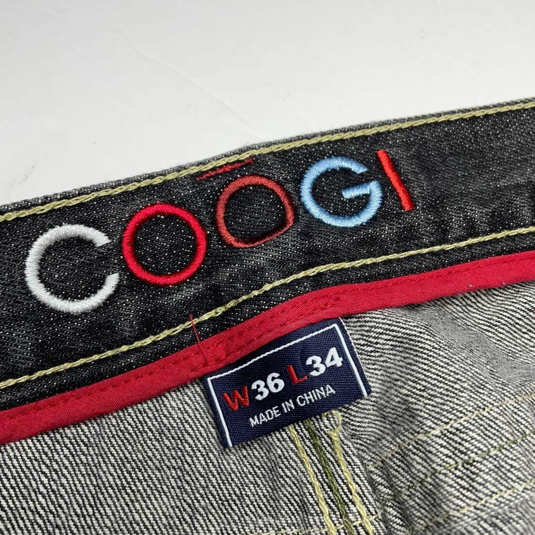 COOGI - クージーブラックデニムジーンズw36刺繍黒ストリートb系極太