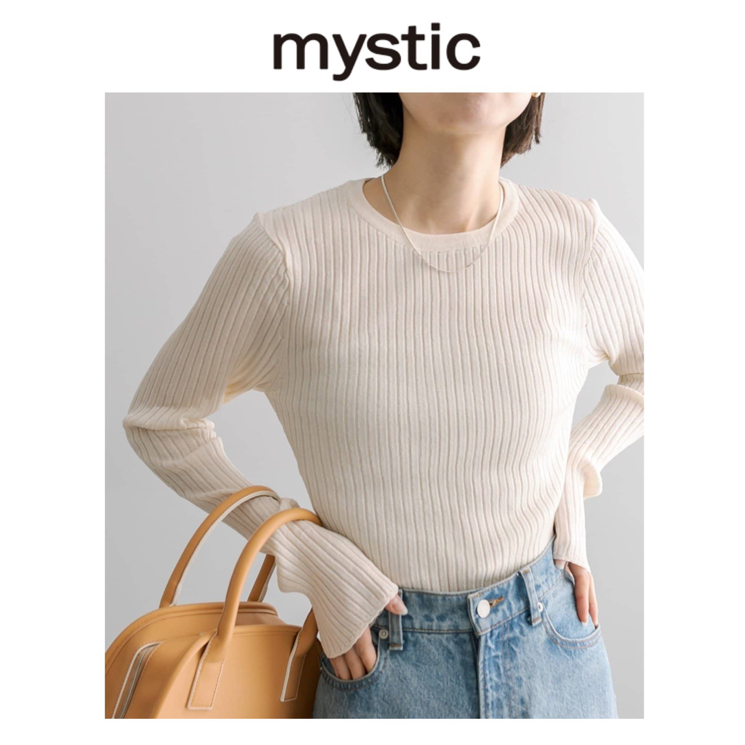 mystic(ミスティック)のmystic  ミスティック　シャイニークルーリブニット レディースのトップス(ニット/セーター)の商品写真