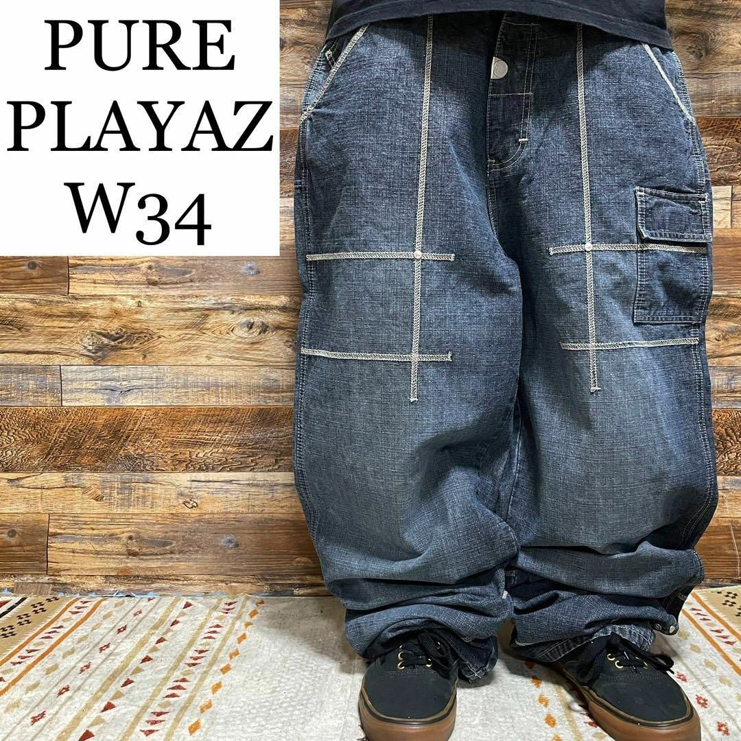 ピュアプレイヤーズ PURE PLAYAZ バギーデニムハーフパンツ W34