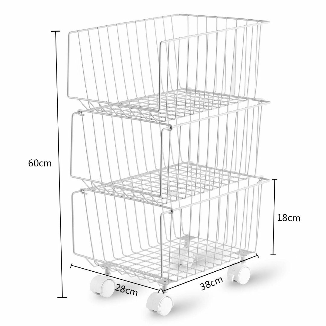 Lesige バスケットワゴン キャスター付き 多機能 収納カゴ 収納ラック 大