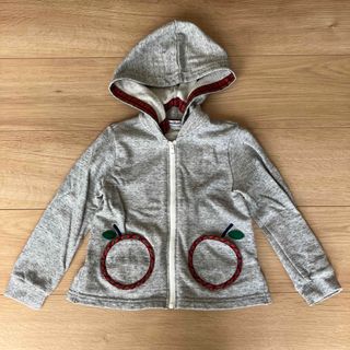 美品 ファミリア 裏起毛パーカー クマ耳 りんご 80 リアちゃん チェック