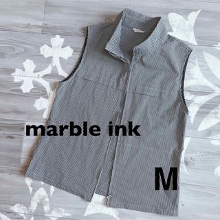 マーブルインク(marble ink)のジレ ベスト ジャケット ファスナー M 千鳥 スタンドネック ナイロン 速乾性(ベスト/ジレ)