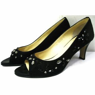 ミラショーン(mila schon)のほぼ未使用 婦人靴 ミラショーン 革+布 ビーズ入 サイズ 35 22.5cm位(ハイヒール/パンプス)