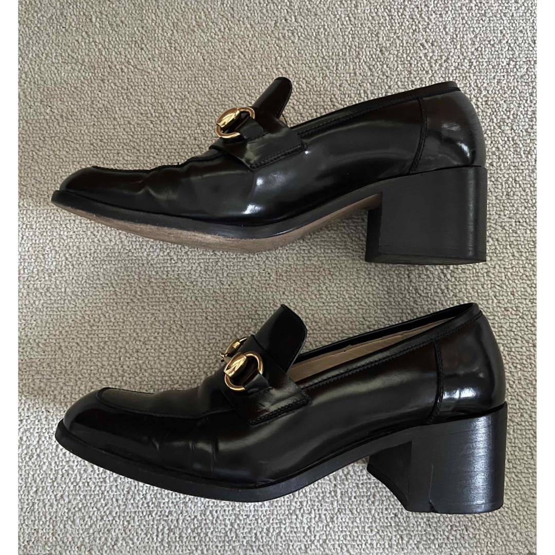 GUCCI グッチ ヒールローファー ブラック 6 1/2 23.5cm 美品 GUCCI グッチ ヒールローファー ブラック 6 1/2 23.5cm 美品