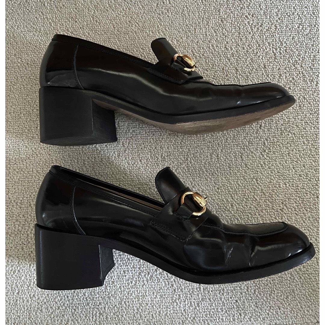 GUCCI グッチ ヒールローファー ブラック 6 1/2 23.5cm 美品 GUCCI グッチ ヒールローファー ブラック 6 1/2 23.5cm 美品