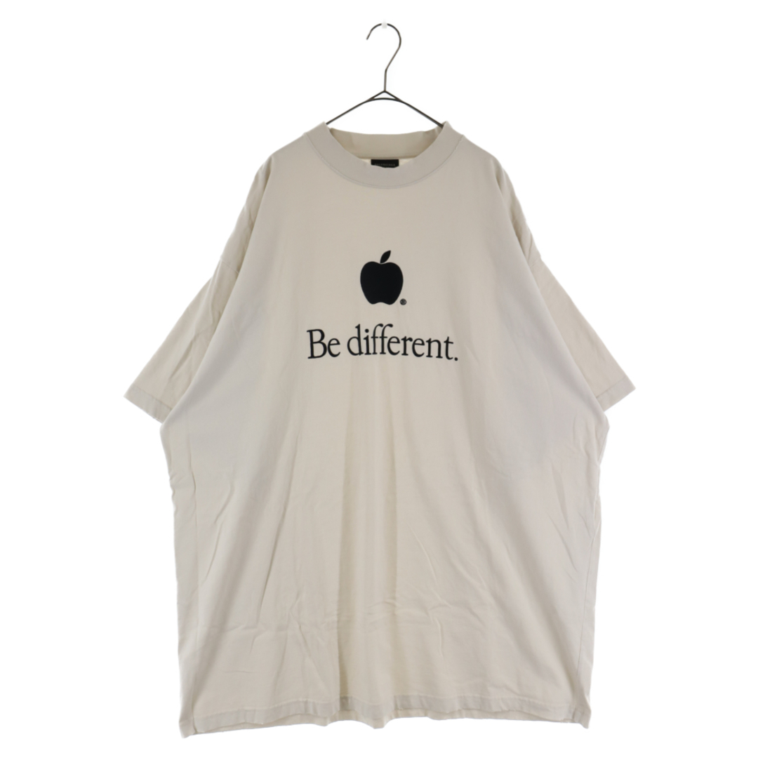 73センチ肩幅BALENCIAGA バレンシアガ 22AW Be different 刺繍半袖Tシャツ アイボリーホワイト 712398 TNVB3