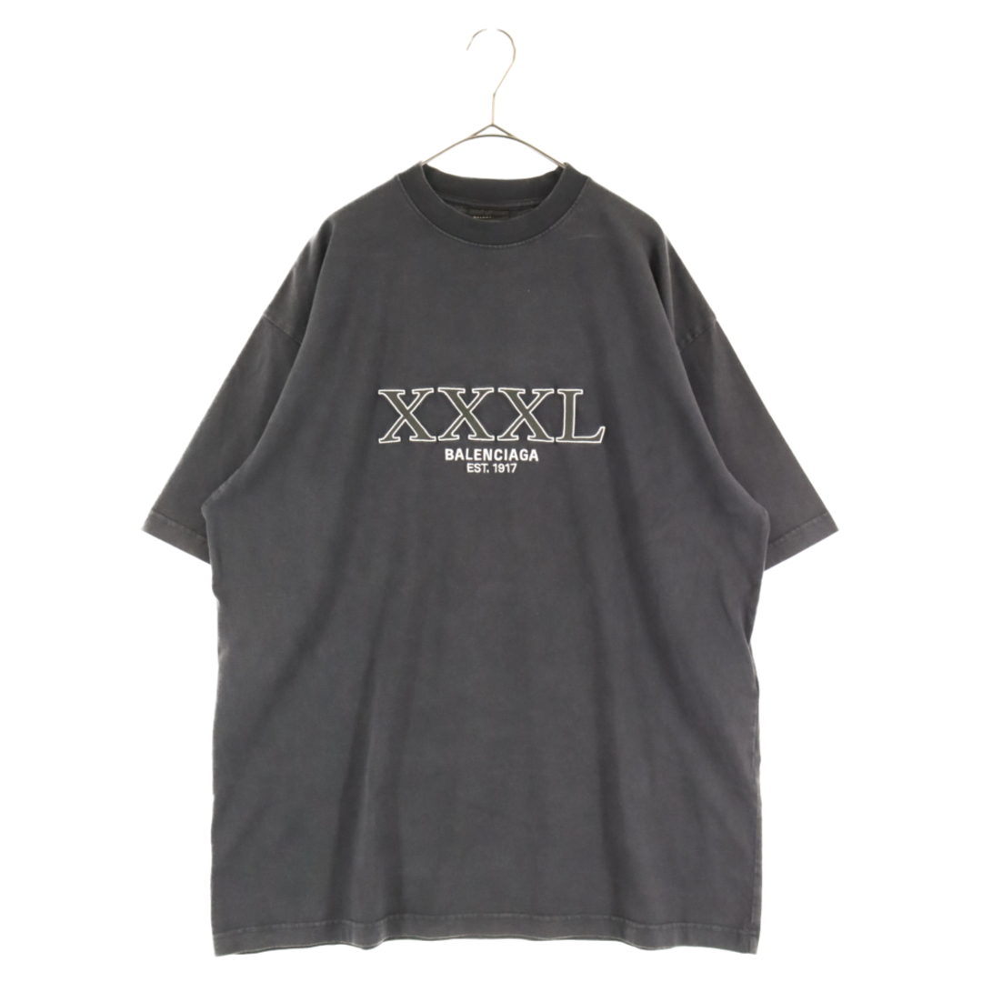 555センチ袖丈BALENCIAGA バレンシアガ 22AW XXXL Tee XXXL 刺繍半袖Tシャツ ブラック 641675 TNVD8