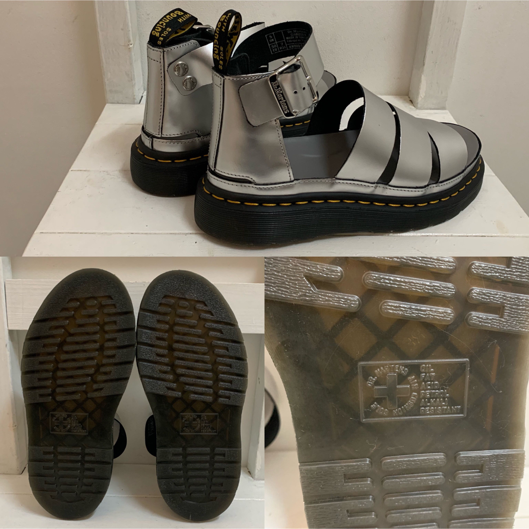 サンダルDr.Martens CLARISSA Ⅱ メタリックシルバーストラップサンダル