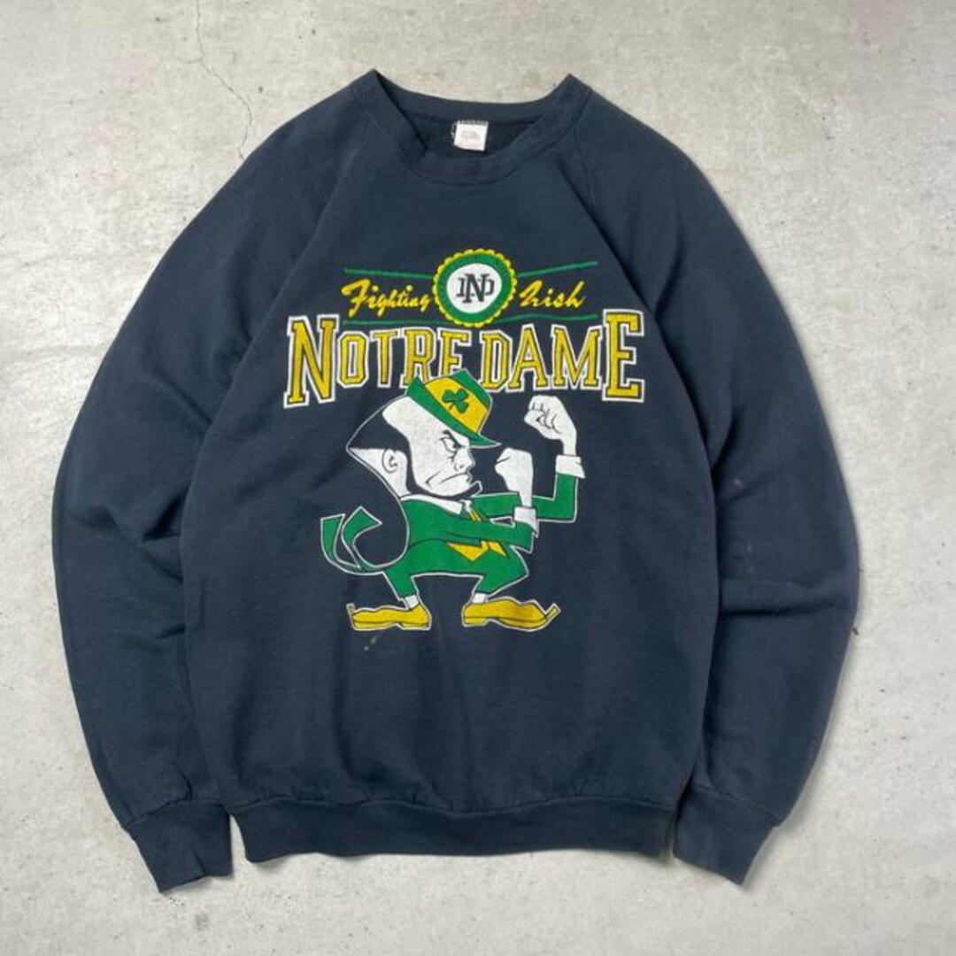 80年代 USA製  NotleDame Fighting Irish カレッジ チーム ラグランスリーブ スウェットシャツ メンズXL