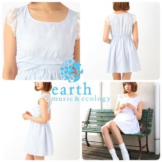 アースミュージックアンドエコロジー(earth music & ecology)の【★新品タグ付き】earth♡玉城ティナ着用♡ストライプフレアワンピース(ミニワンピース)