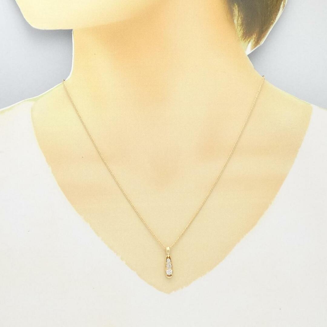 K18YG スリーストーン ダイヤモンド ネックレス 0.29CT