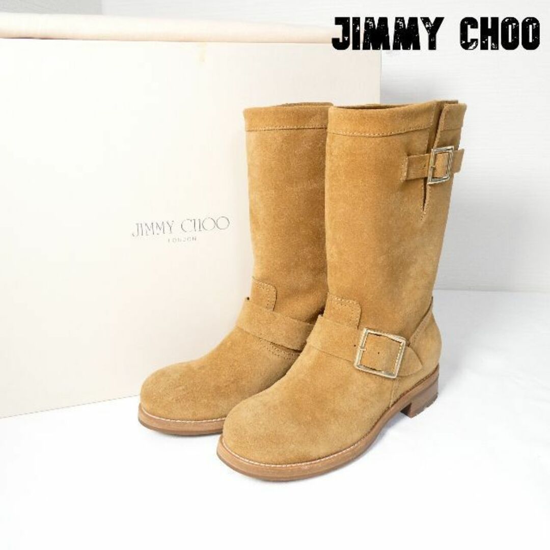 極美品 Jimmy Choo スエード ベルト ミドル ブーツ エンジニアブーツ