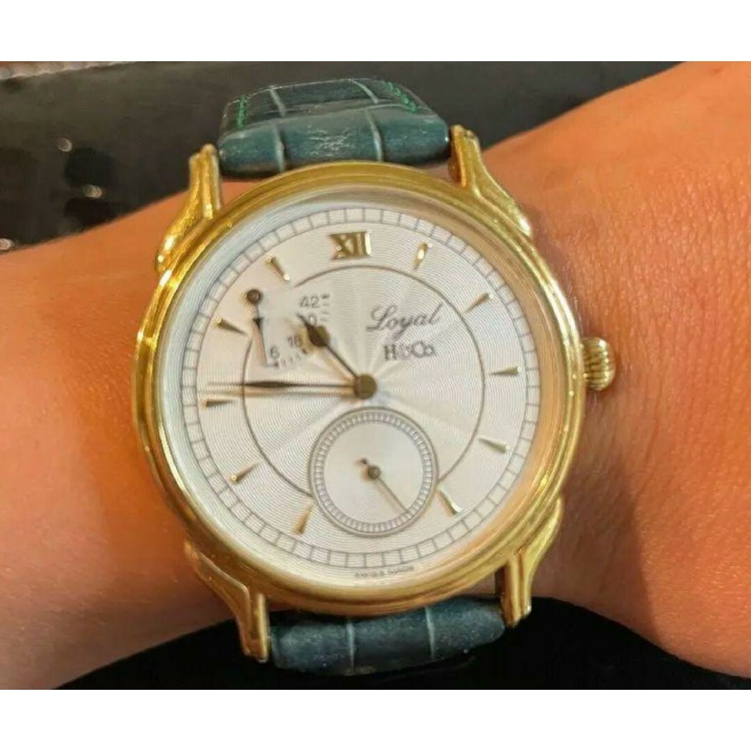 美品 レア Loyal H＆Co K18 金無垢 時計 パワーリザーブ スイス製