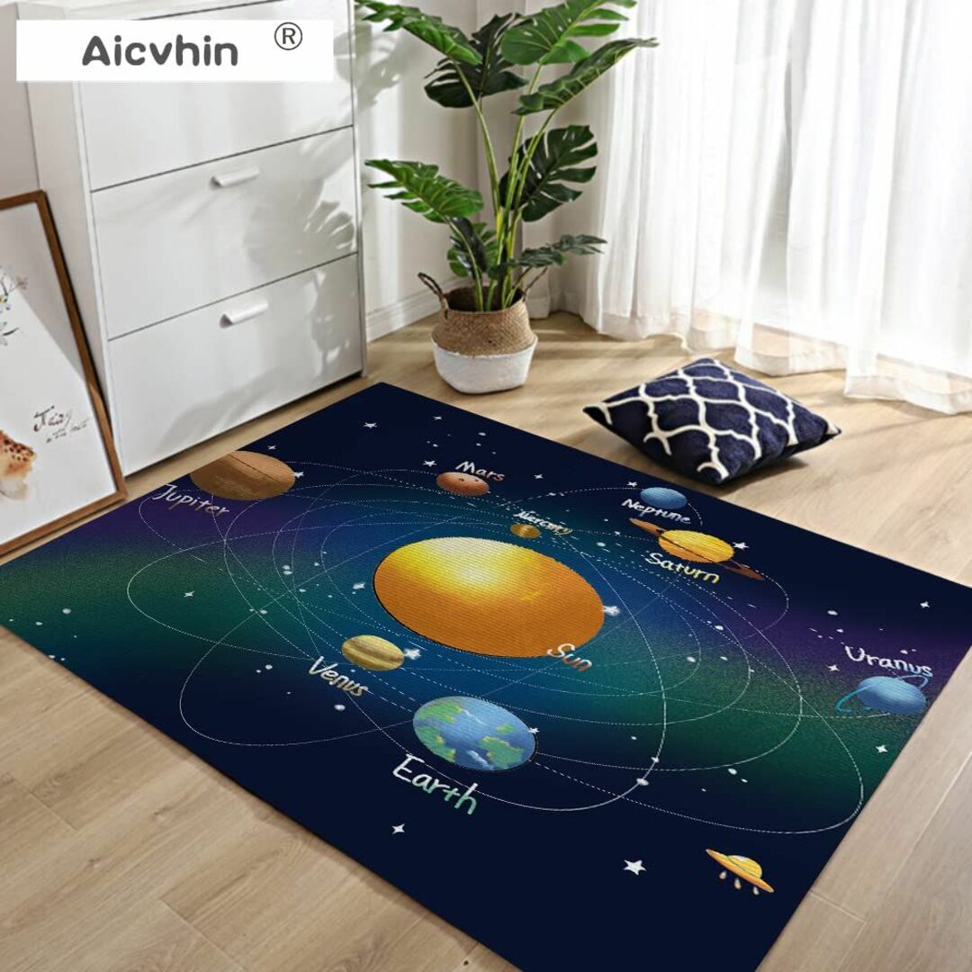 【色: 宇宙01】Aicvhin ラグ マットキッズ オリジナル宇宙図案 洗える