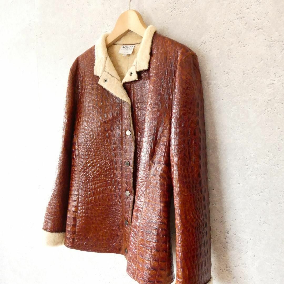 ARMANI COLLEZIONI - 美品 ARMANI COLLEZIONI カウレザー ボア レザー