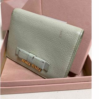 新品 ミュウミュウ miumiu リボン 二つ折り財布 マドラス