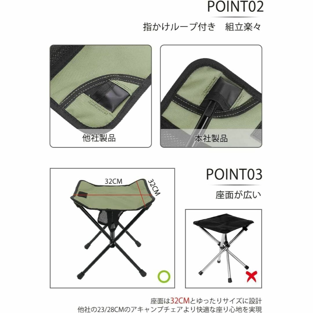 【色: ブラック】2アウトドアチェア 折りたたみ椅子 キャンプイス 3way使用