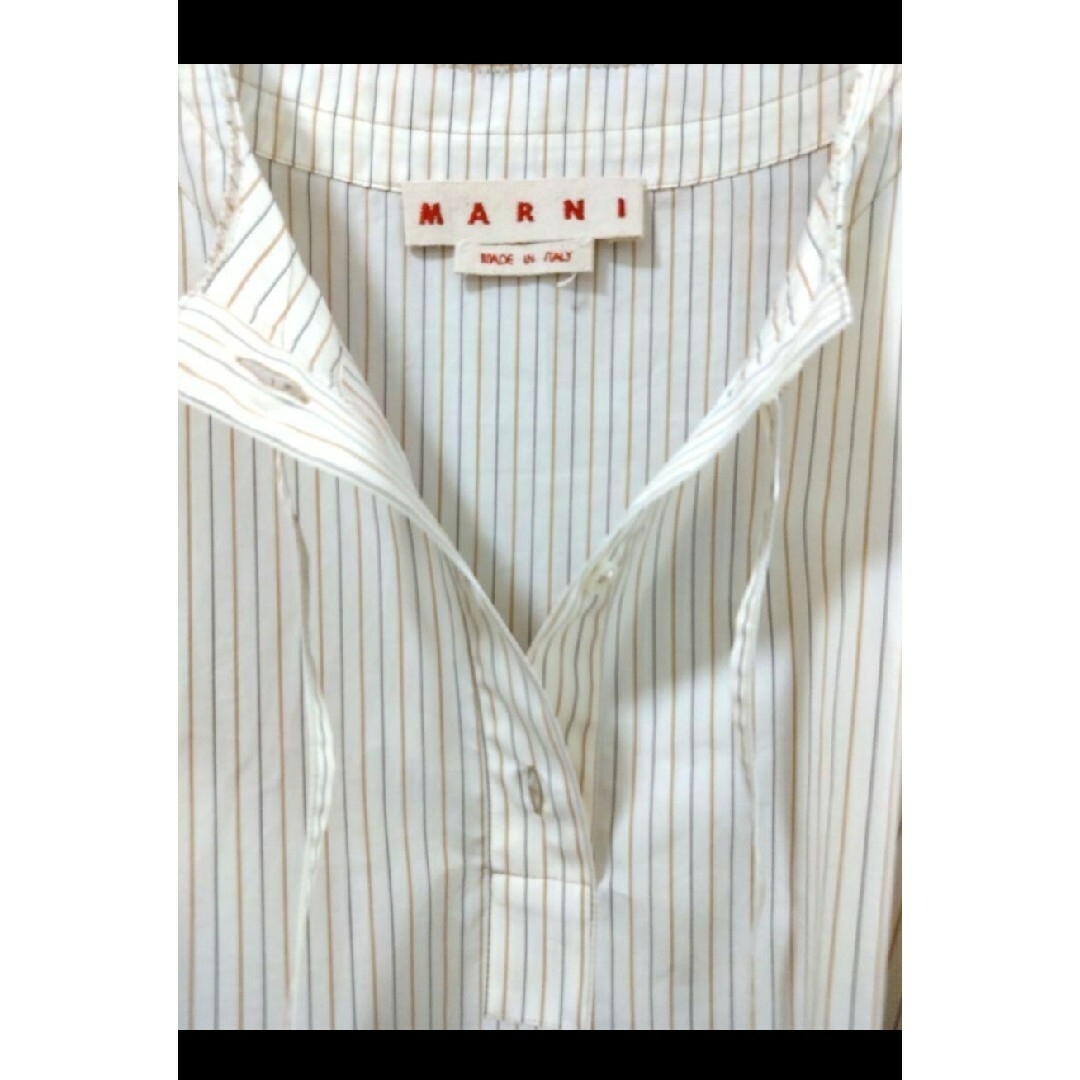 MARNI マルニ ギャザーネック ピンストライプコットンドレス MARNI マルニ ギャザーネック ピンストライプコットンドレス