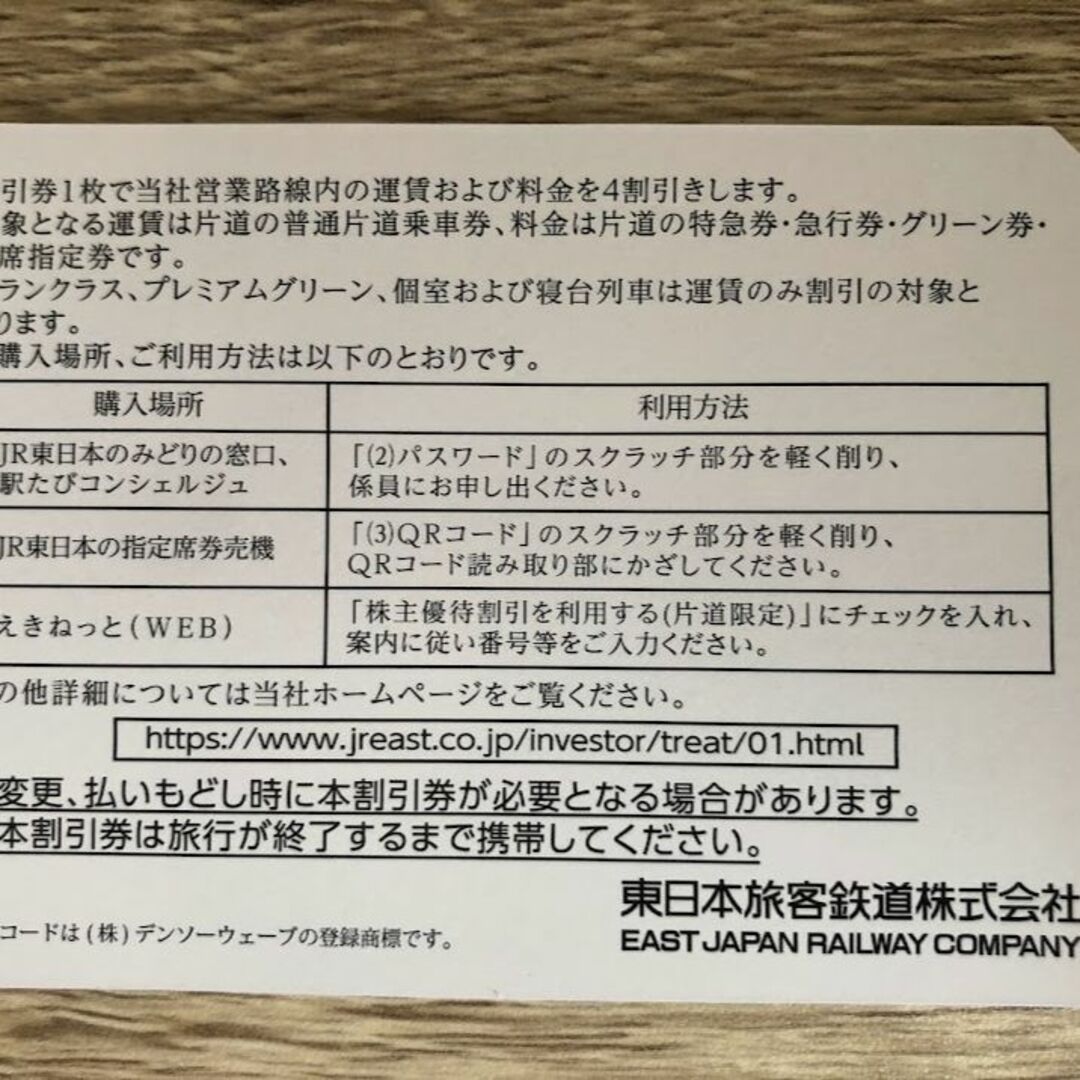 【最新】JR東日本 株主優待割引券９枚（4割引） 有効期限2024年6月30日 4