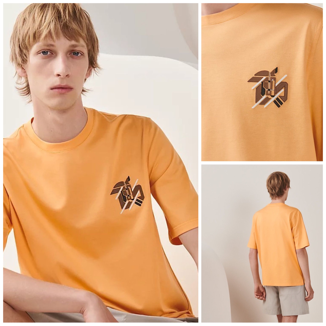 HERMES エルメス ミニレザーパッチ Tシャツ 半袖 トップス L