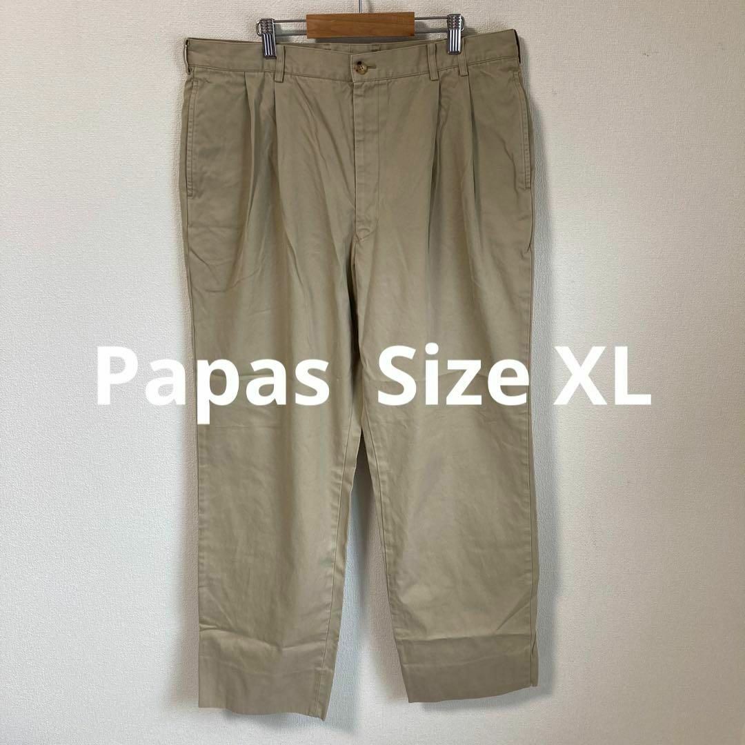 Papas パパス　チノパン　タックパンツ　アメカジ　ベージュ　XL