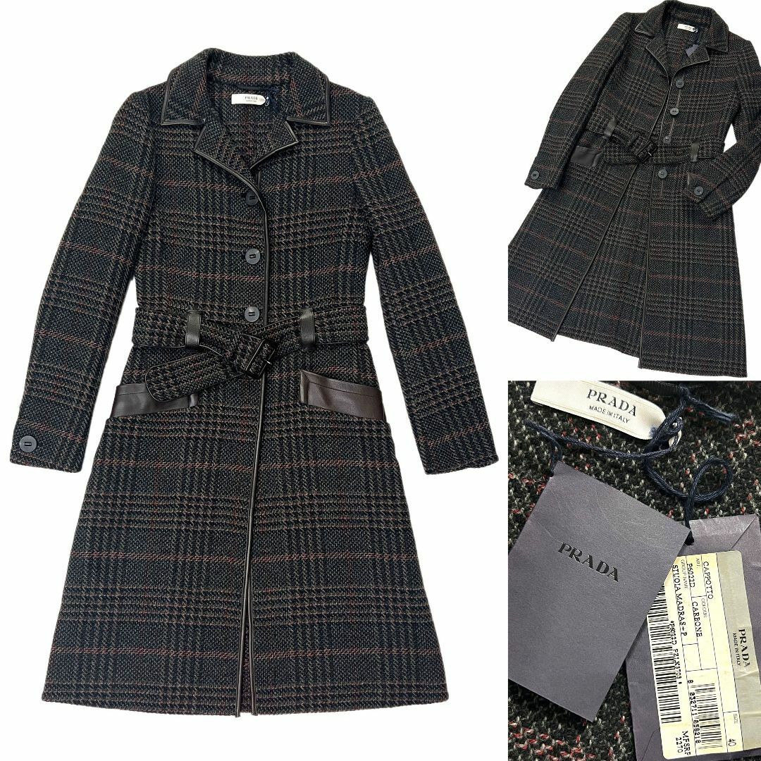 PRADA プラダ コート アンゴラ チェック レディース 40 M | フリマアプリ ラクマ