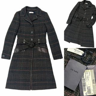 プラダ(PRADA)のPRADA　プラダ　コート　アンゴラ チェック　レディース 　40　M(ロングコート)