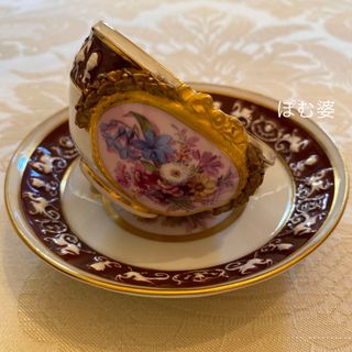 マイセン(MEISSEN)の【古マイセン】エナメル金彩 カップ＆ソーサー「リボンの額とフラワーブーケ」(食器)