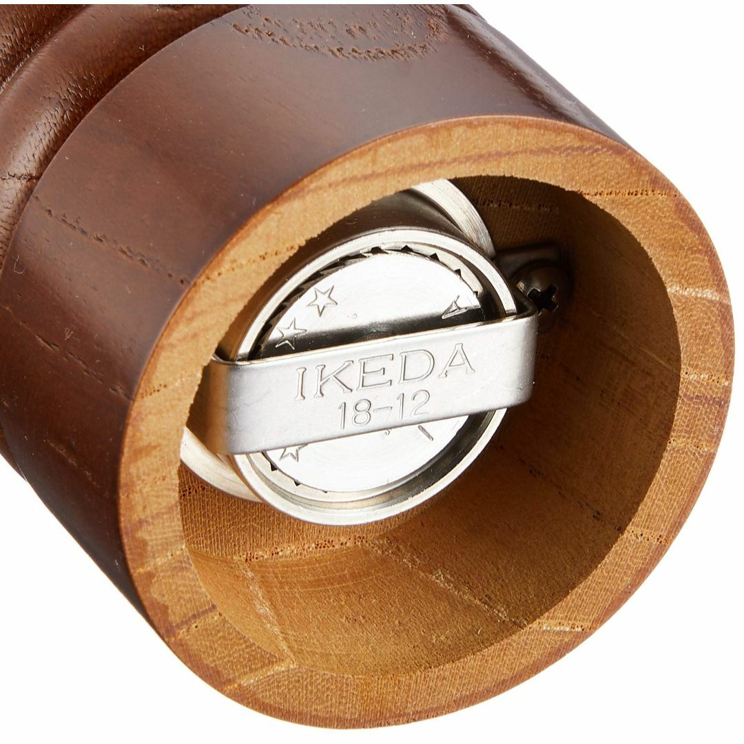 IKEDA ソルトミル 6105 本体欅・金具18-12ステンレス・ツマミ真鍮 2